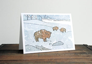 Bison Holiday Card, Winter Wildlife Christmas Card