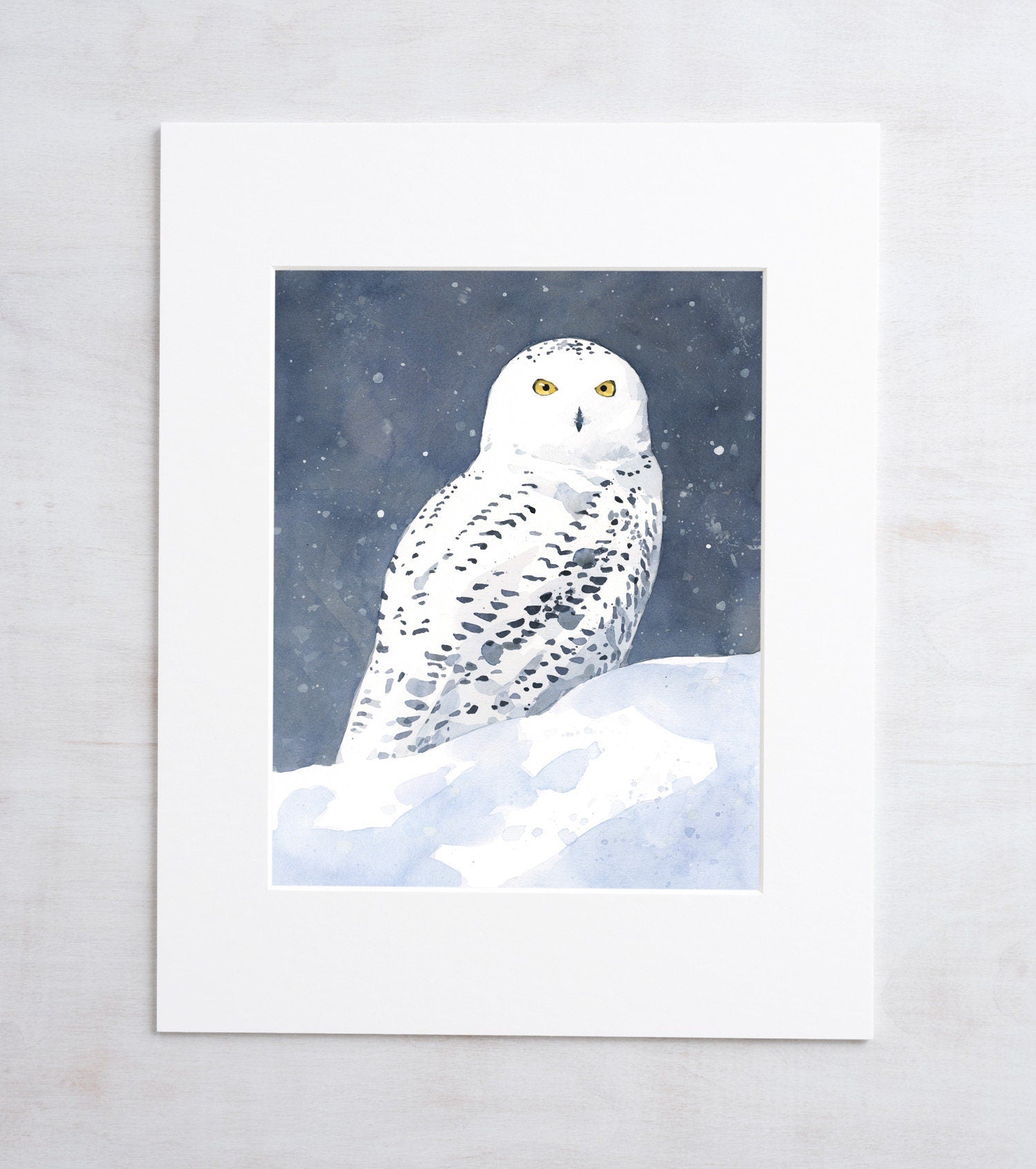 Snowy Owl Watercolor, Fine Art Print, Winter Bird Painting