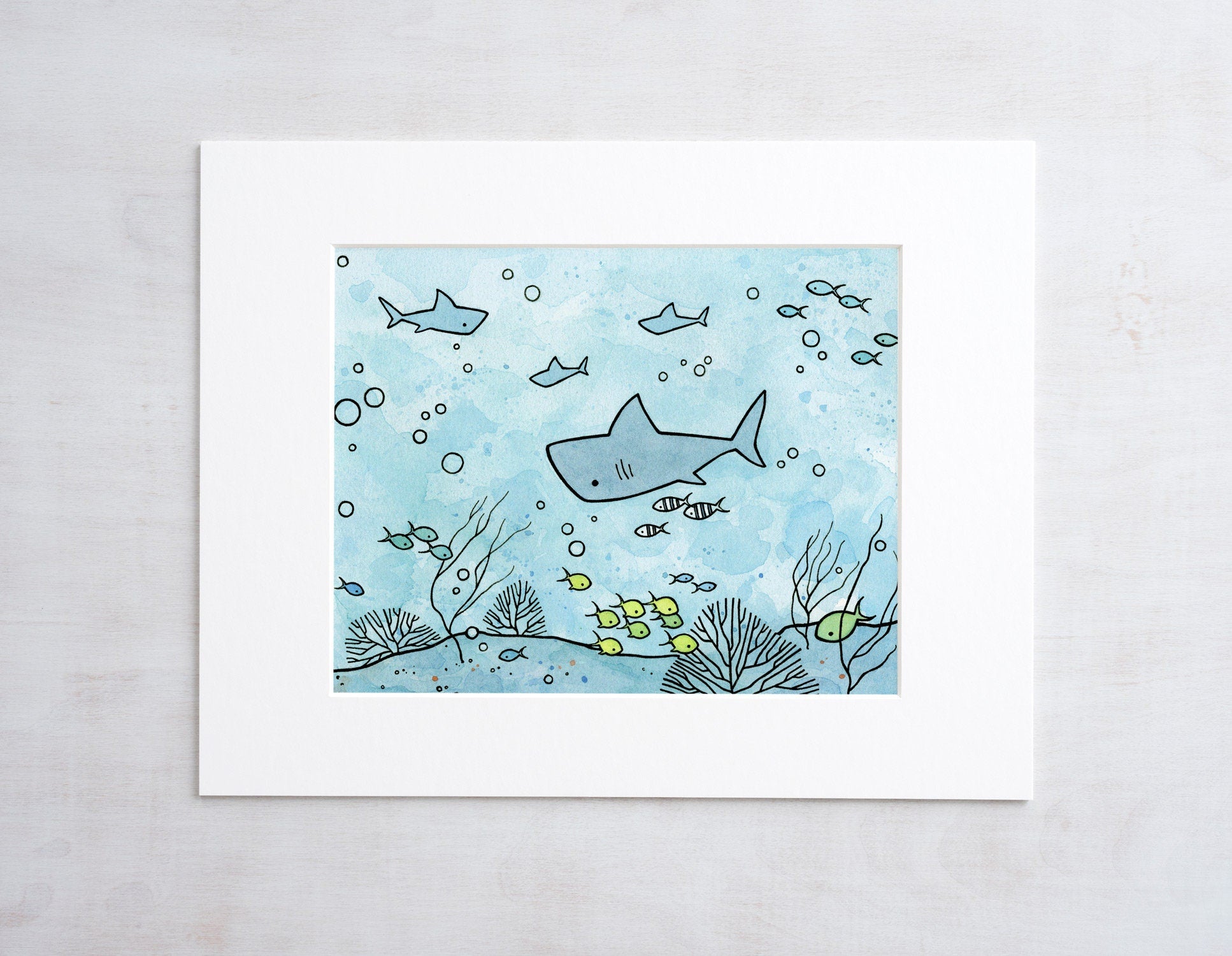 Sharks Kids Room Decor, Ocean Art, Reefs