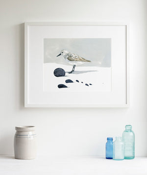 Sandpiper Watercolor Print, Coastal Wall Art, Shorebird Beach Decor