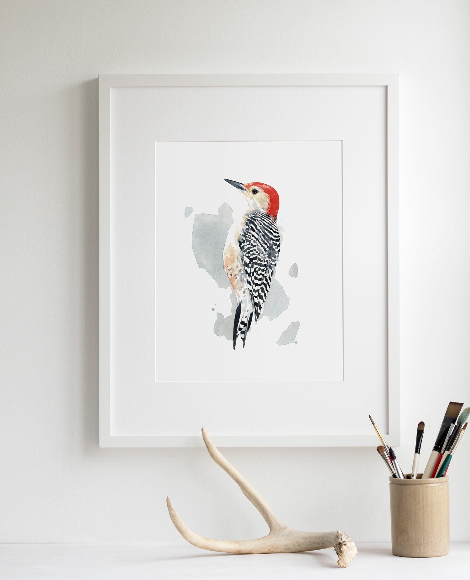 Red-bellied Woodpecker Print Watercolor Bird Painting, Bird Wall Art