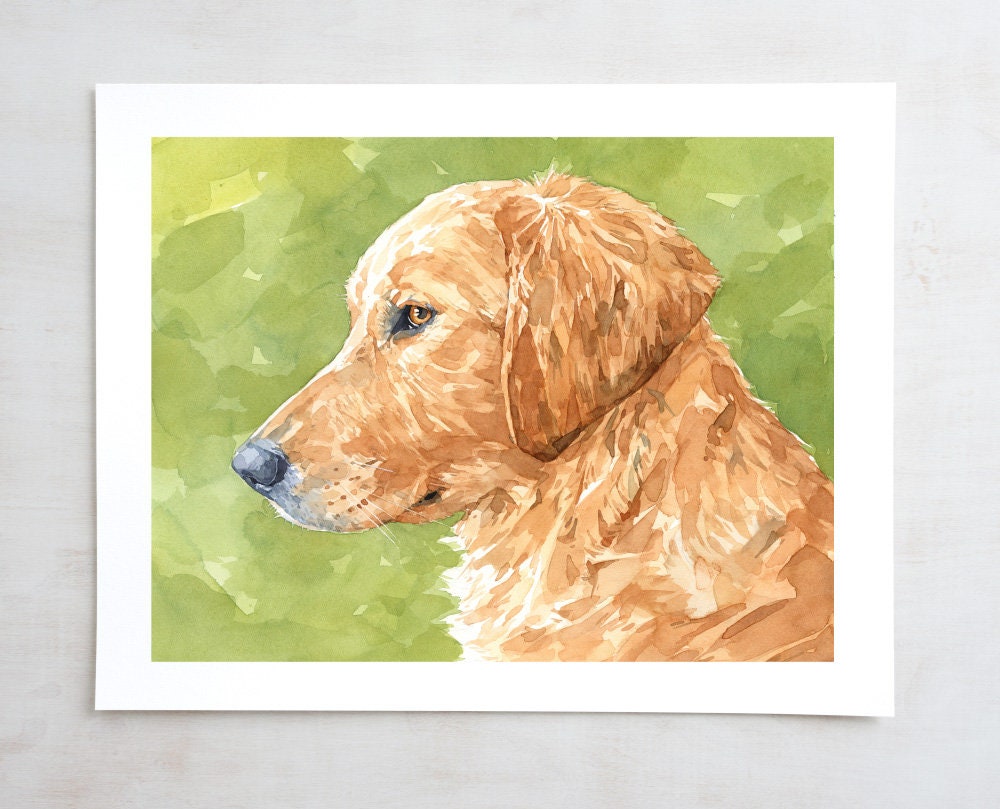 Golden Retriever Dog Print, Watercolor 11x14 Limited Edition Print, Dog Art, Pet Portrait