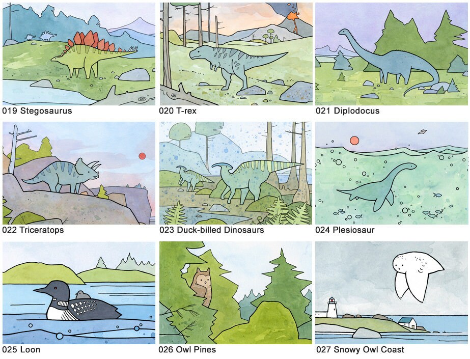 Mini Print Set, Choose Your Own Animal Illustration Series
