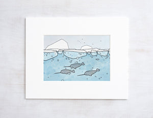 Narwhal Print Whimsical Animal Art, Nursery Decor