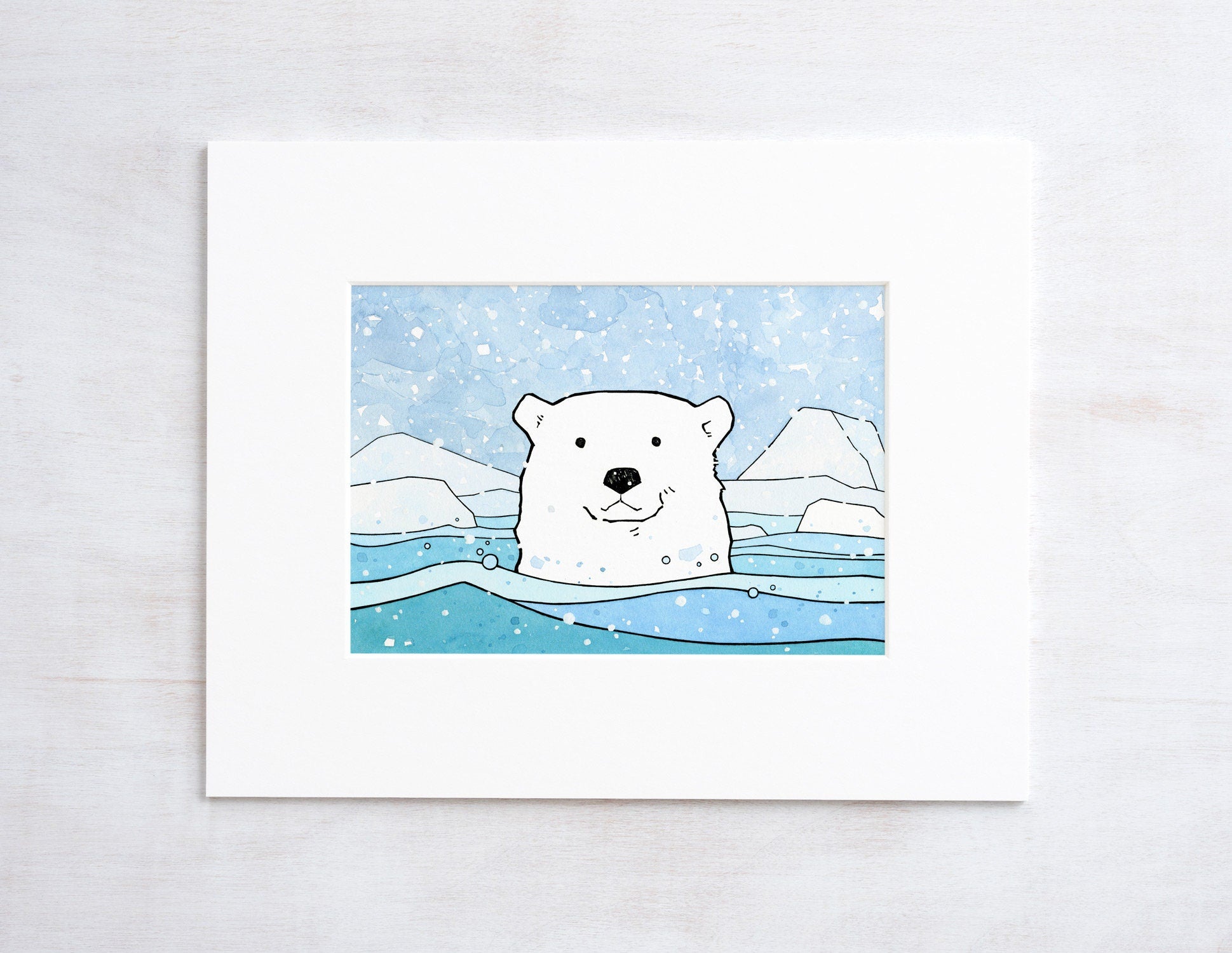 Polar Bear Nursery Print, Arctic Animal Art, Kids Wall Art