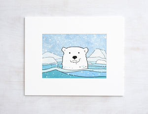 Polar Bear Nursery Print, Arctic Animal Art, Kids Wall Art