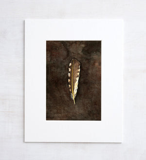 Northern Flicker Feather Print, Spotted Yellow Feather Watercolor