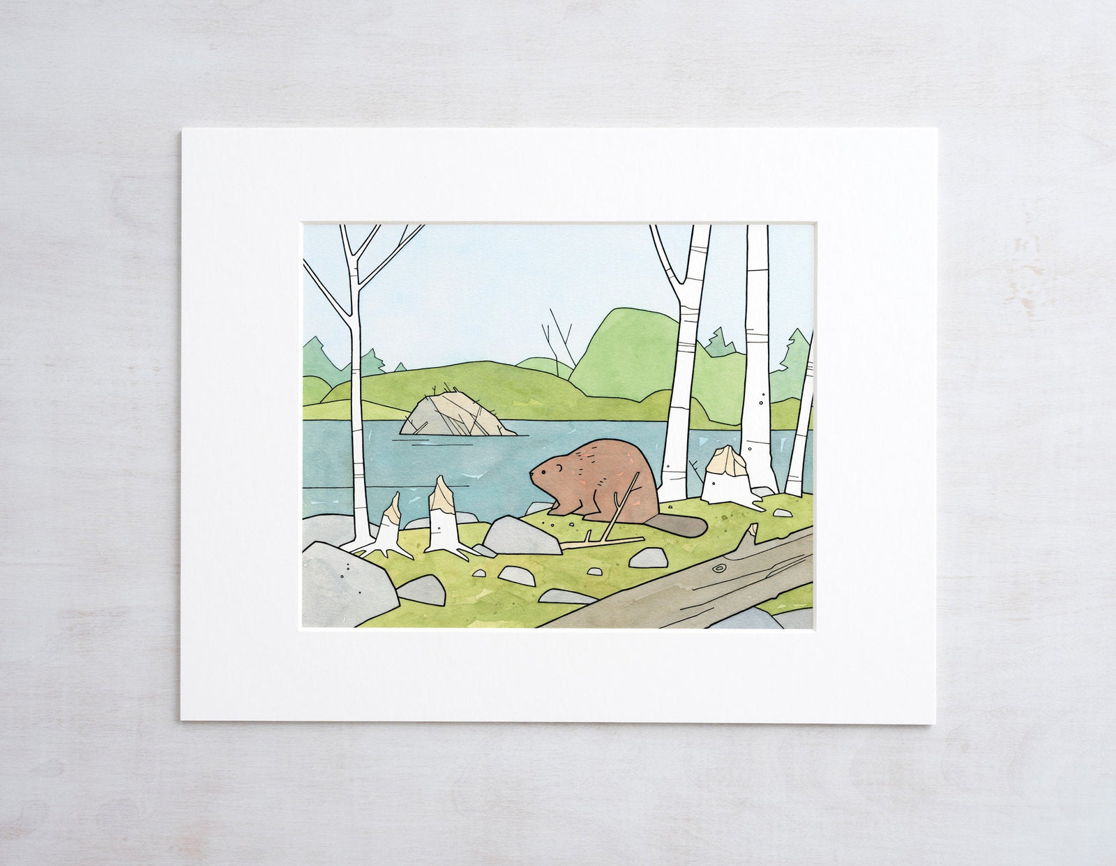 Beaver Illustration Art Print, Nature Nursery Wall Art, Woodland Decor