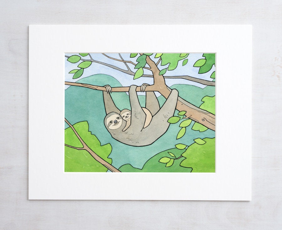 Sloth Print Childs Room Wall Art Baby Sloth, Nursery Wall Art