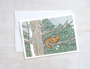 Pine Marten Christmas Card, Animal Illustrated Holiday Card