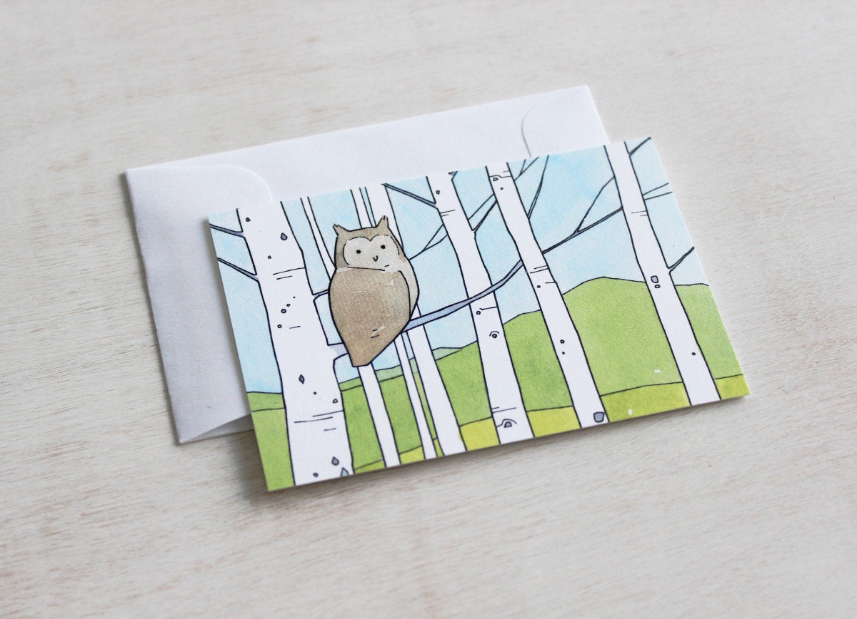 Small Gift Note Cards Summer Woodland Animals Set