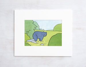 Black Bear Art Print, Woodland Nursery Wall Art, Whimsical Bear Print