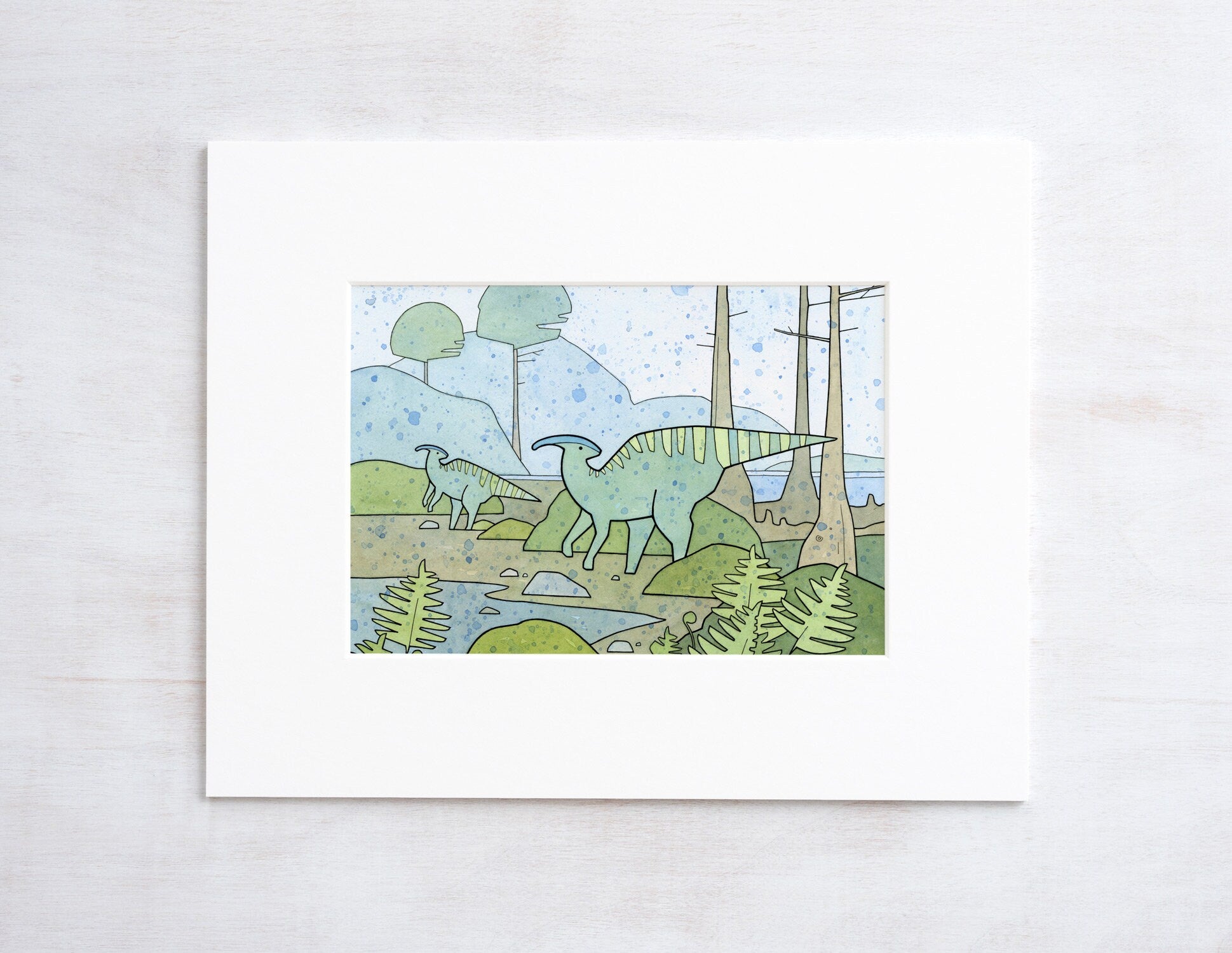Dinosaur Wall Art Duck-Billed Dinosaur Print, Dinosaur Illustration