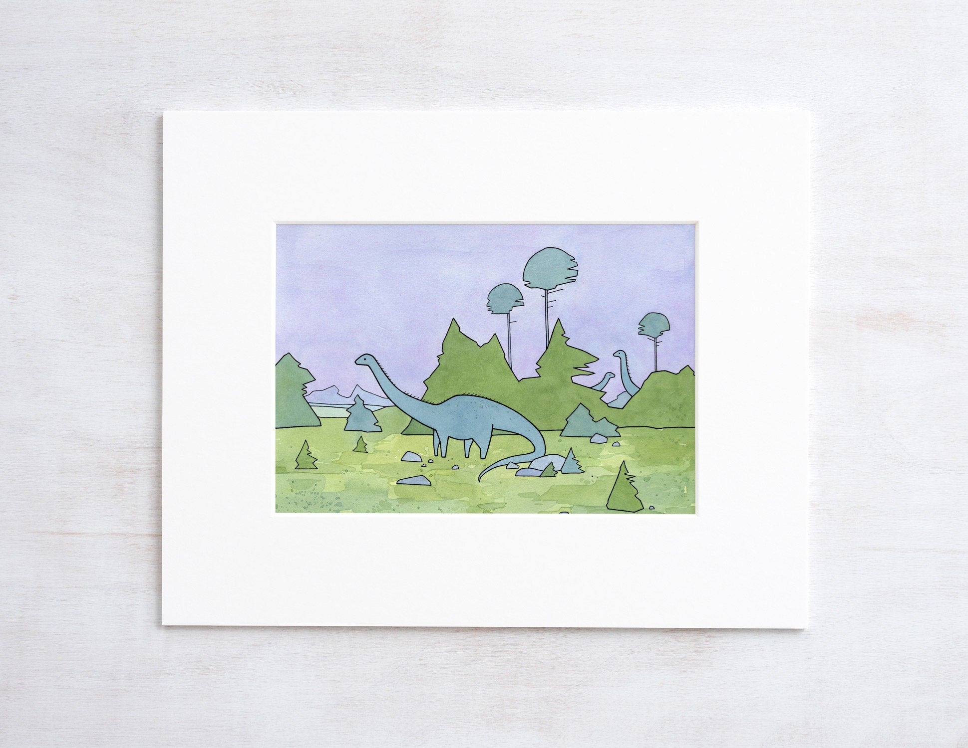 Diplodocus Dinosaur Nursery Print, Sauropods Illustration Print for Kids