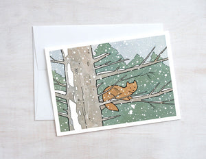 Pine Marten Cards, Winter Holiday Note Card Set, Christmas Stationery