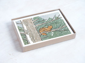 Pine Marten Cards, Winter Holiday Note Card Set, Christmas Stationery