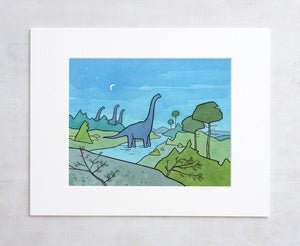 Brachiosaurus Dinosaur Print, Dinosaur Bedroom Decor, Kids Illustration Decor, Dino Wall Art