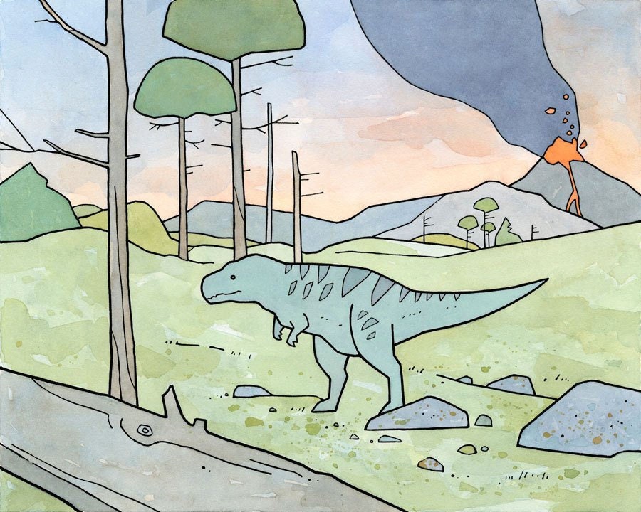 T Rex Print Dinosaur Decor, Dinosaur Kids Room Wall Art