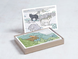 Animal Mixed Christmas Card Set 3, Mixed North American Animals, Winter Holiday Greeting Cards