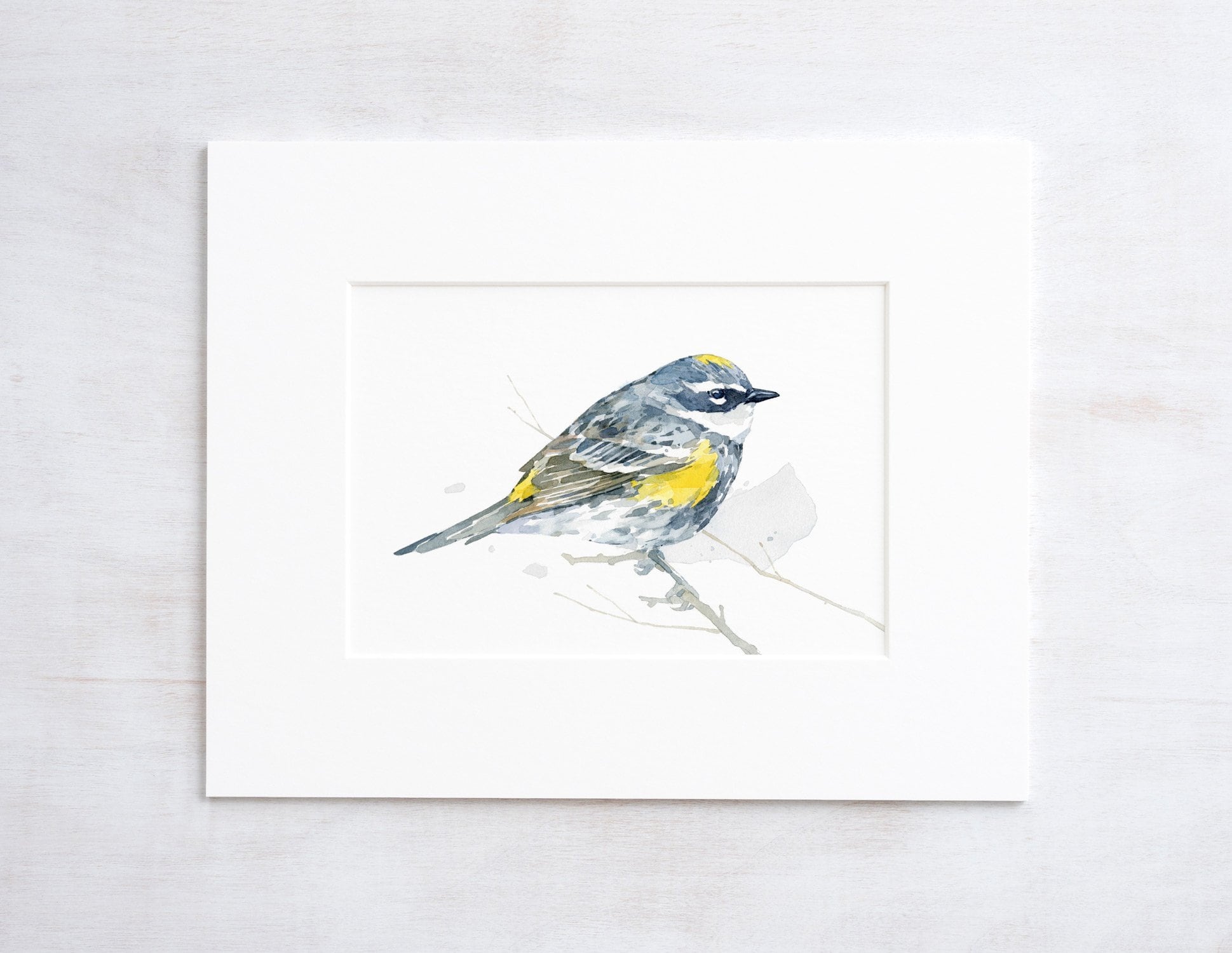 Warbler Art Print, Bird Batercolor, Bird Lover Gift, Yellow- Rumped Warbler Painting 5x7