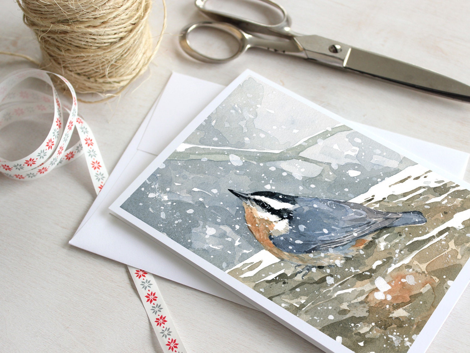 Nuthatch in Snow Christmas Card Set