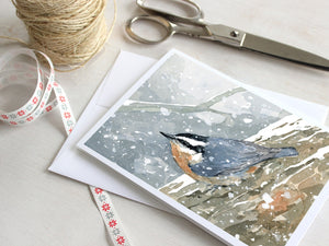 Nuthatch in Snow Christmas Card Set