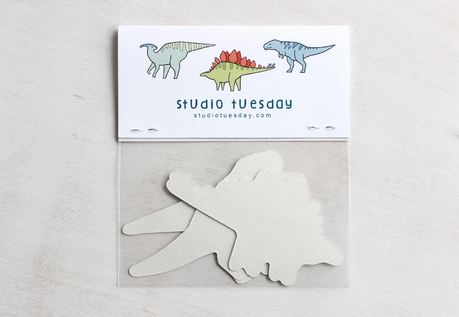 Dinosaur Sticker Set, 3 Die Cut Stickers, Stegosaurus, T Rex, & Duck Billed Dino Decals