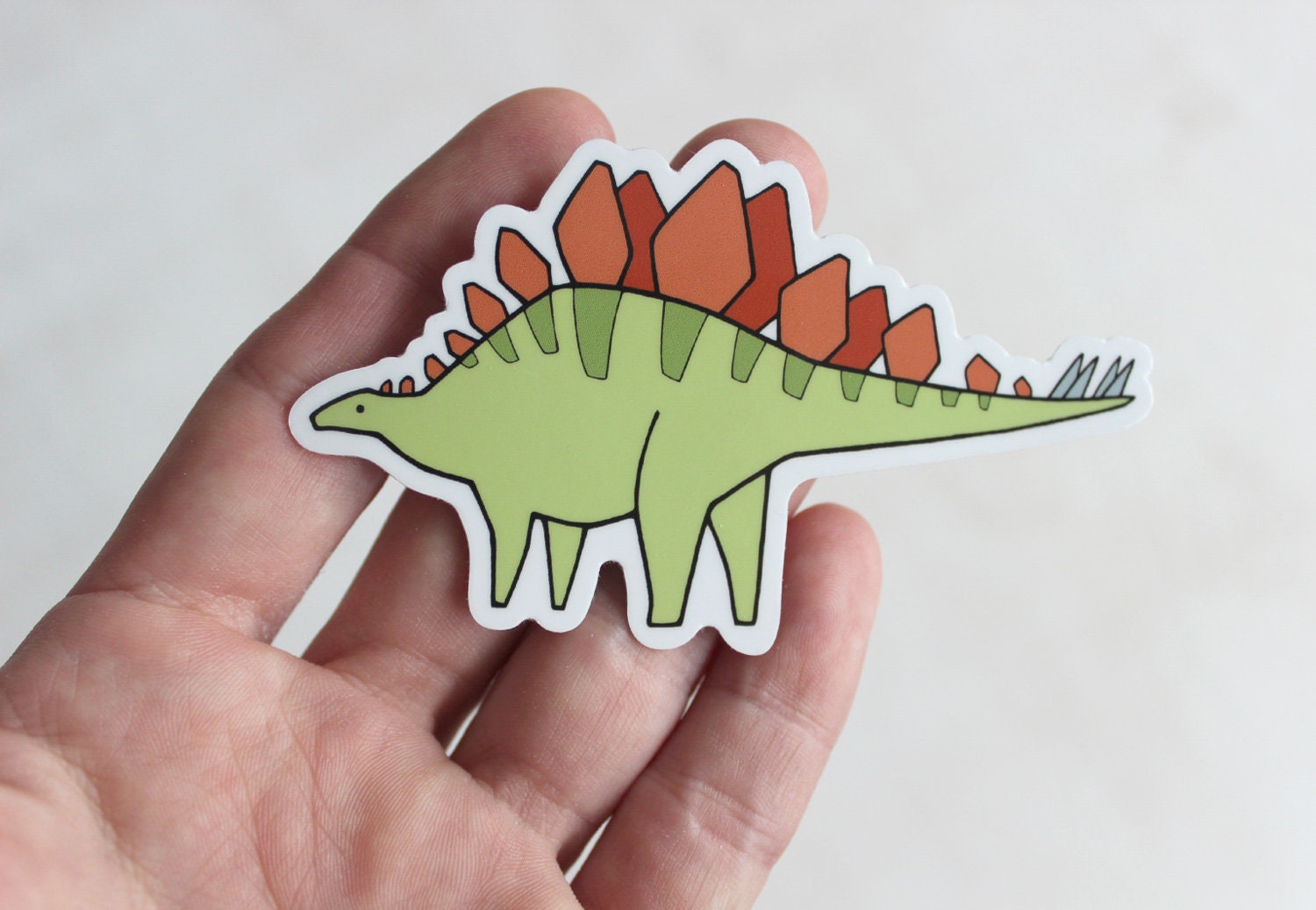 Dinosaur Sticker Set, 3 Die Cut Stickers, Stegosaurus, T Rex, & Duck Billed Dino Decals
