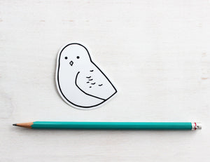 Snowy Owl Vinyl Sticker, Bird Illustration Cute Sticker