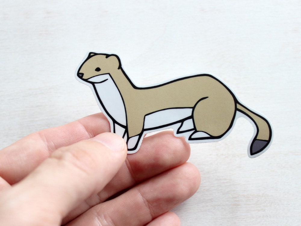Weasel Vinyl Sticker, Whimsical Animal Illustration