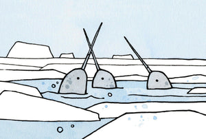 Whimsical Narwhals Print, Arctic Nursery Wall Art