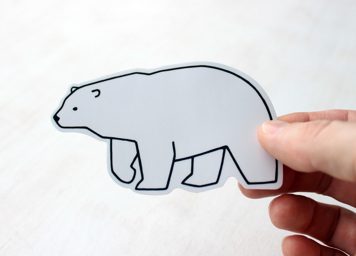 Polar Bear Sticker, Vinyl Animal Art Sticker, Water Bottle Decal