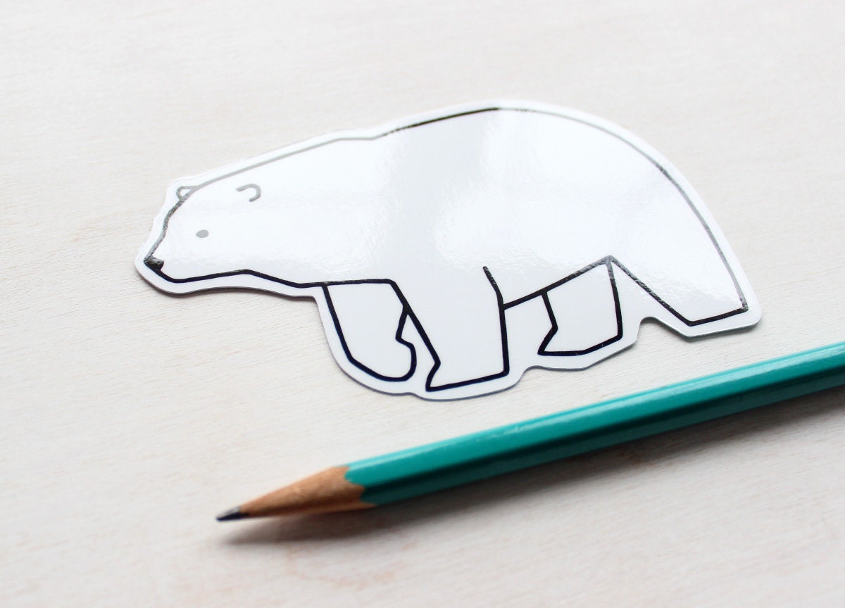 Polar Bear Sticker, Vinyl Animal Art Sticker, Water Bottle Decal