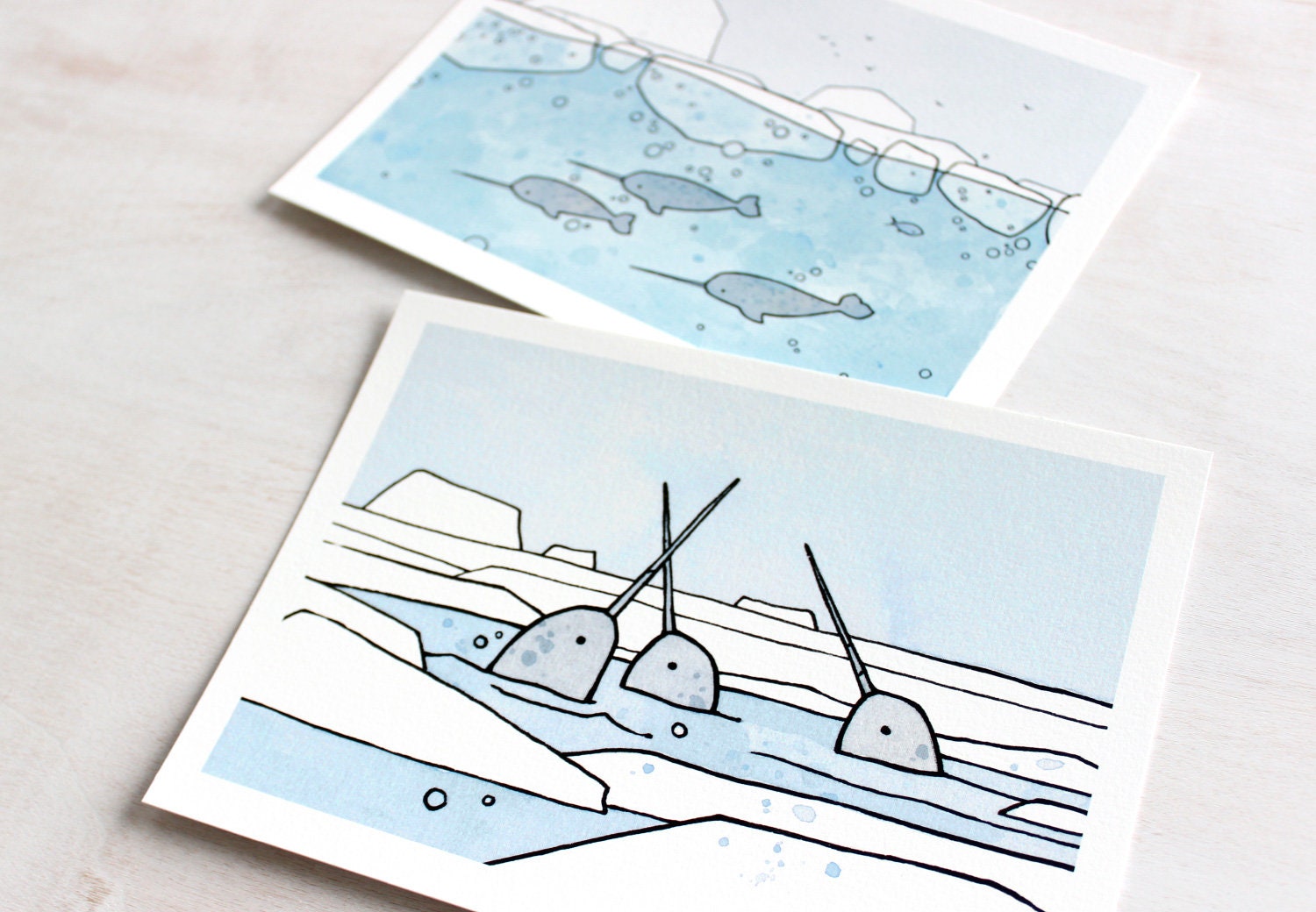 Whimsical Narwhals Print, Arctic Nursery Wall Art