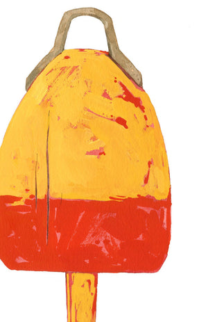 Lobster Buoy Nautical Print, Nautical Art Print, Large Buoy Yellow and Red