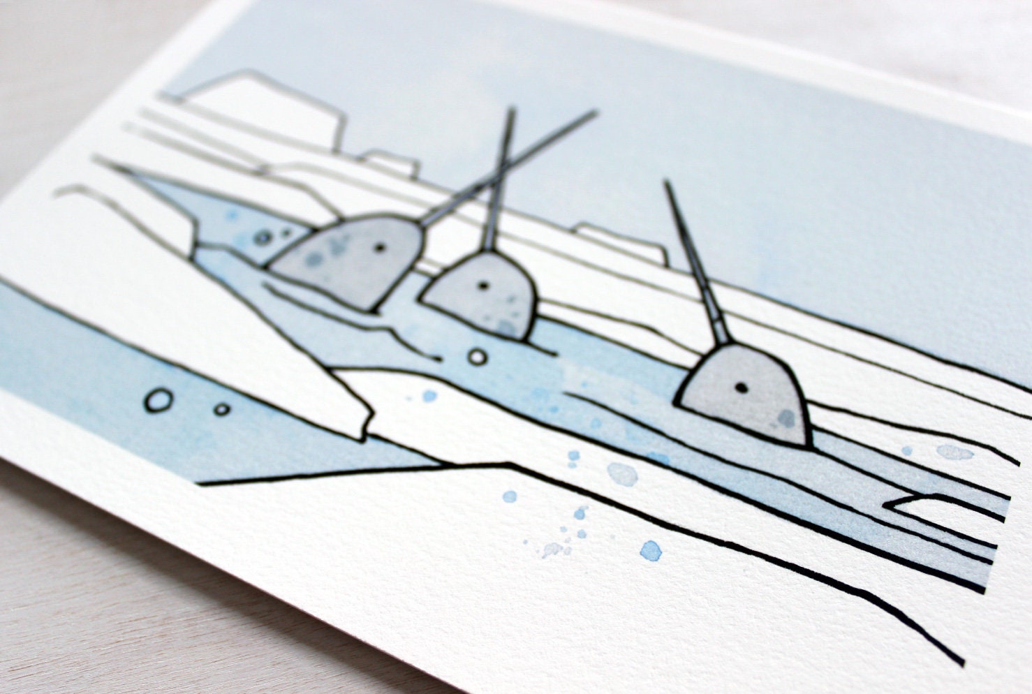 Whimsical Narwhals Print, Arctic Nursery Wall Art