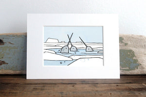 Whimsical Narwhals Print, Arctic Nursery Wall Art