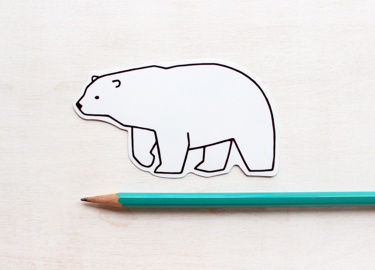 Polar Bear Sticker, Vinyl Animal Art Sticker, Water Bottle Decal