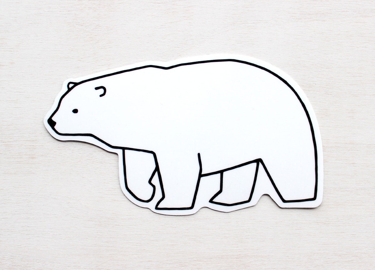Polar Bear Sticker, Vinyl Animal Art Sticker, Water Bottle Decal