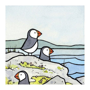 Puffins Watercolor Illustration Print