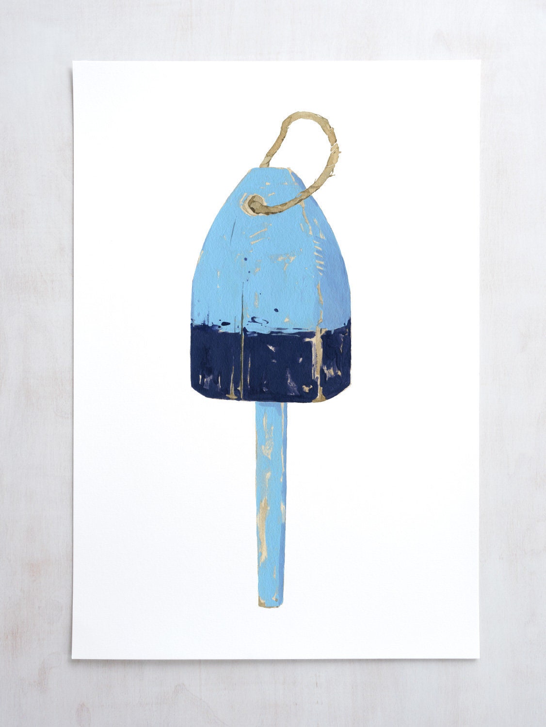 Nautical Lobster Buoy Print, Blue and Navy Buoy Wall Print