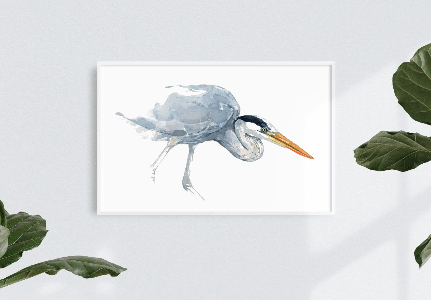Great Blue Heron Watercolor Study Print, Coastal Bird Wall Art