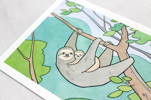 Sloth Print Childs Room Wall Art Baby Sloth, Nursery Wall Art