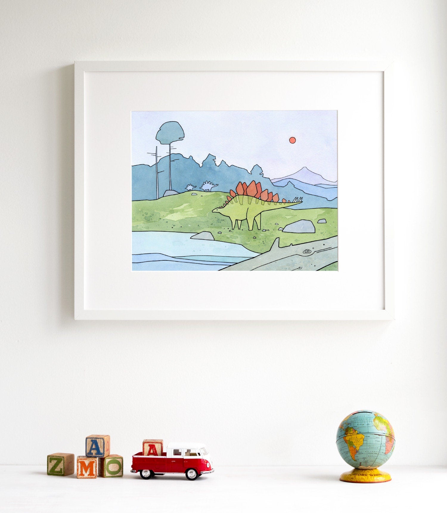 Stegosaurus Dinosaur Art Print, Dinosaur Kids Room Art
