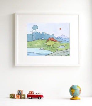 Stegosaurus Dinosaur Art Print, Dinosaur Kids Room Art