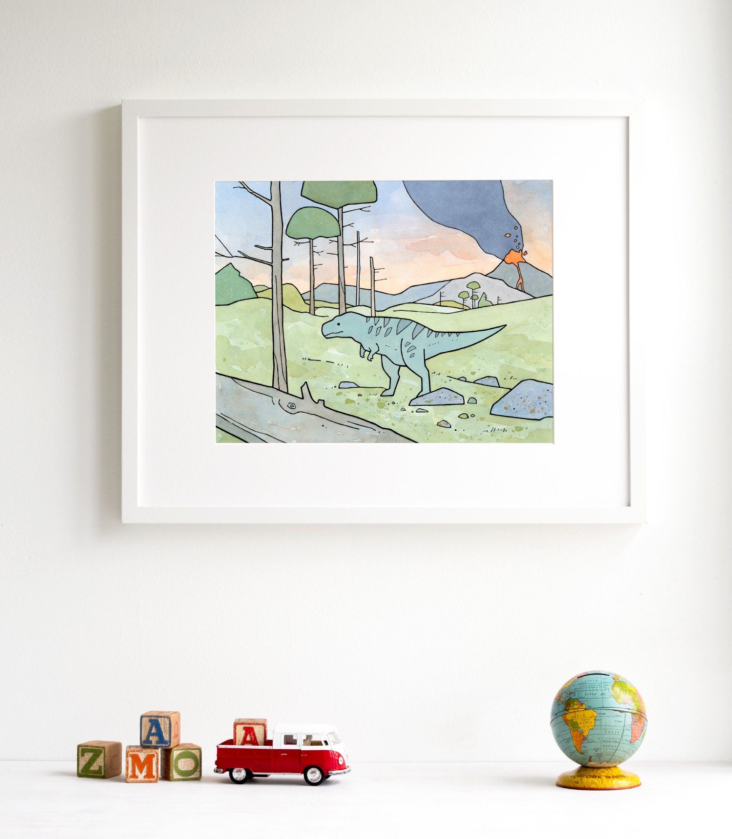 T Rex Print Dinosaur Decor, Dinosaur Kids Room Wall Art