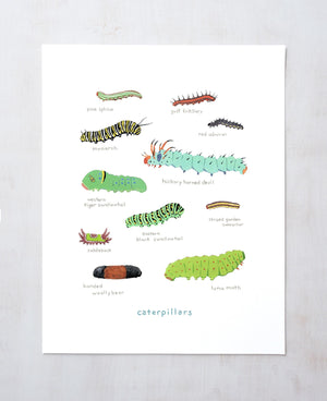 Caterpillars Print, Colorful Kids Art Print, Nature Painting, Kids Science Art