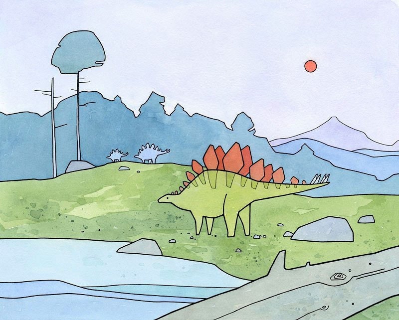 Stegosaurus Dinosaur Art Print, Dinosaur Kids Room Art