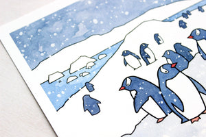 Gentoo Penguins Art Print, Nursery Wall Art, Animal Nursery Decor