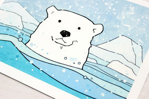 Polar Bear Nursery Print, Arctic Animal Art, Kids Wall Art